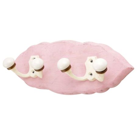 Pink Cream Double Loop Ceramic Iron Wooden Hooks